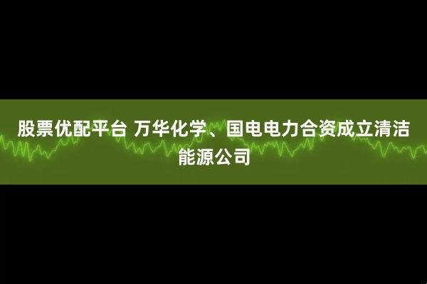 股票优配平台 万华化学、国电电力合资成立清洁能源公司
